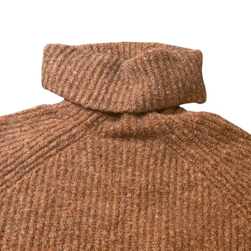 Madewell Turtleneck‎ Sweater Small Brown Ribbed Wool Blend Dark Academia Cozy